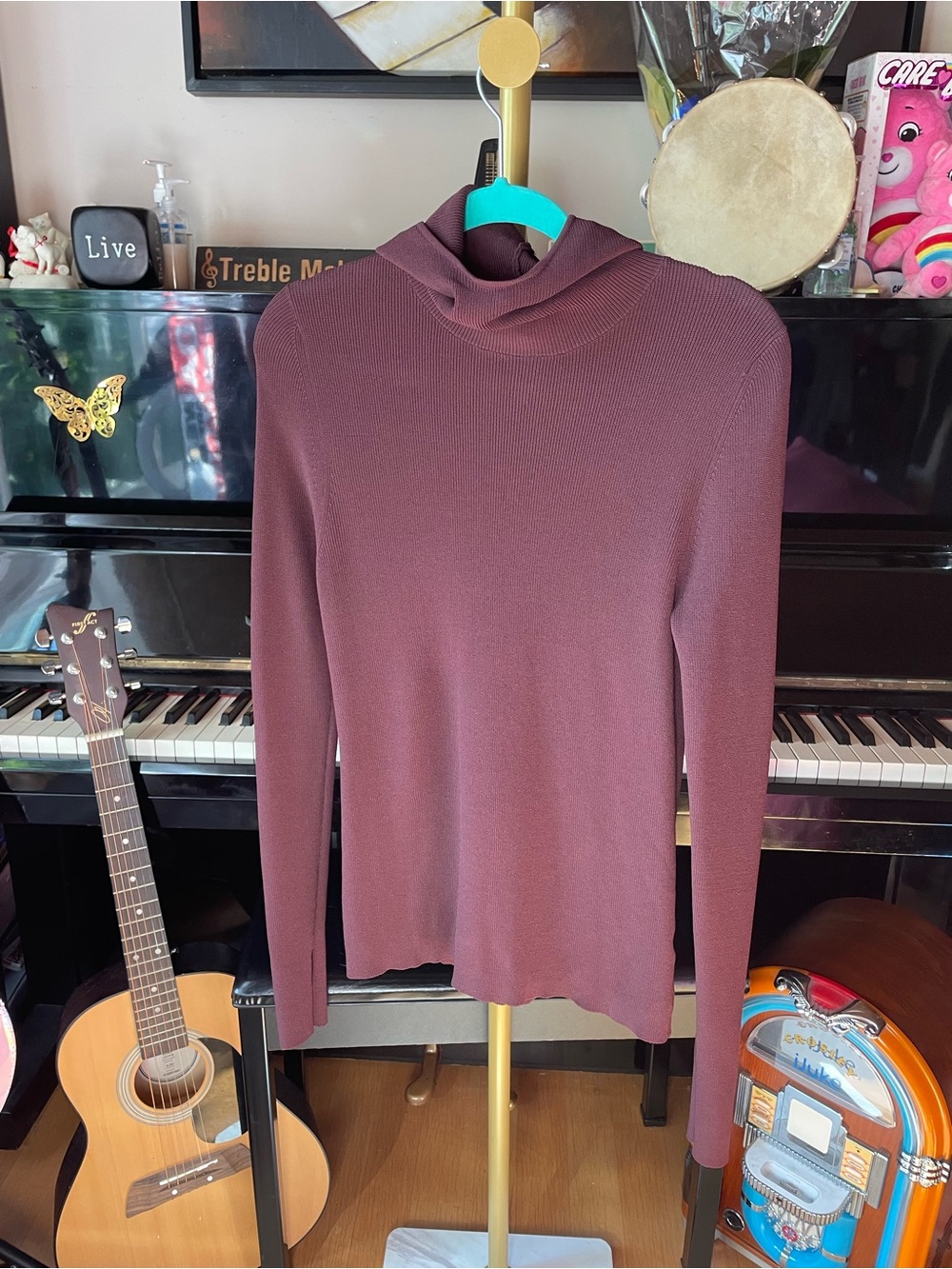 Cue Women's Ribbed Hooded Top Plum